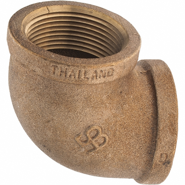 Merit Brass Brass Pipe 90 ° Elbow: 1-1/4" Fitting, Threaded, FNPT x FNPT, Class 125 - X101-20