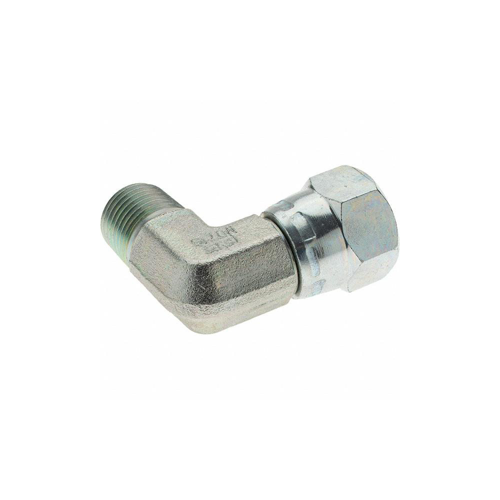 Parker Steel Flared Tube 90 Deg Swivel Elbow: 3/8" OD, 37 deg Flared Angle - 6 X6EF-S