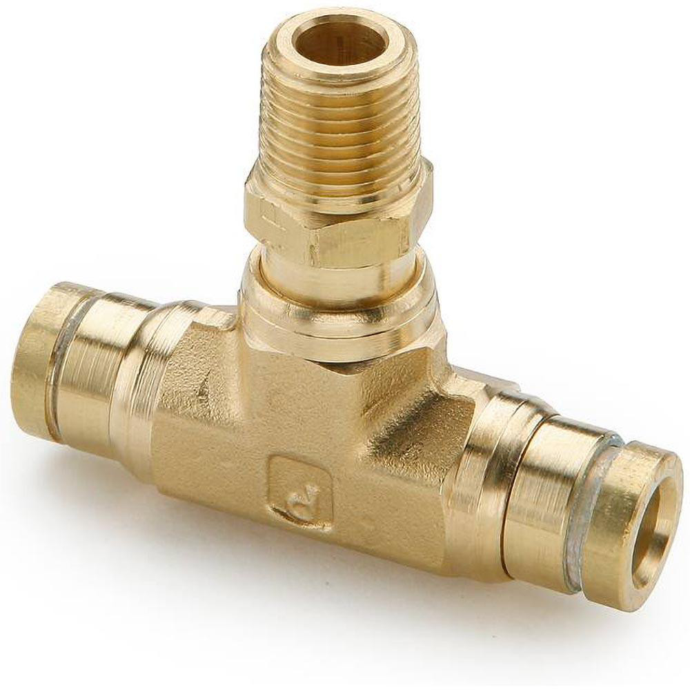 Parker Push-to-Connect Push-to-Connect x Male NPTF Fitting: 90 deg Elbow, 1/8 Thread, NPTF, 1/4" OD - 169PTC-4-2