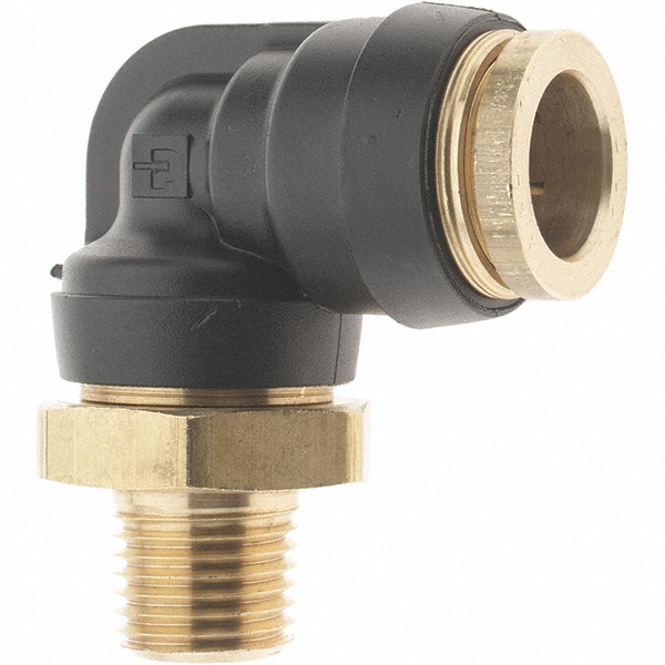 Parker Push-to-Connect Tube x MNPT x Tube x Male Fitting: 90 deg Swivel Elbow, 1/2" OD - PF-00062