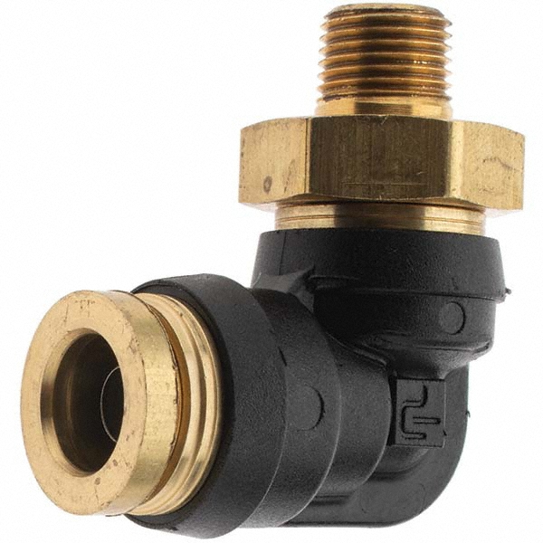 Parker Push-to-Connect Tube x MNPT x Tube x Male Fitting: 90 deg Swivel Elbow, 1/2" OD - PF-00062