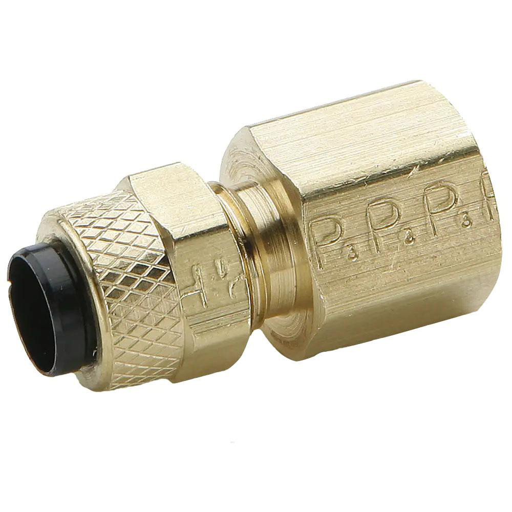 Parker Compression Tube Female Connector: 1/4-18, 1/4" Tube OD, Compression x FNPT - 66P-4-4