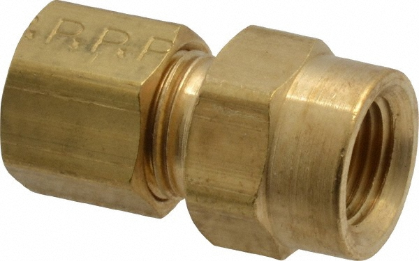 Parker Compression Tube Female Connector: 1/4-18, 1/4" Tube OD, Compression x FNPT - 66P-4-4