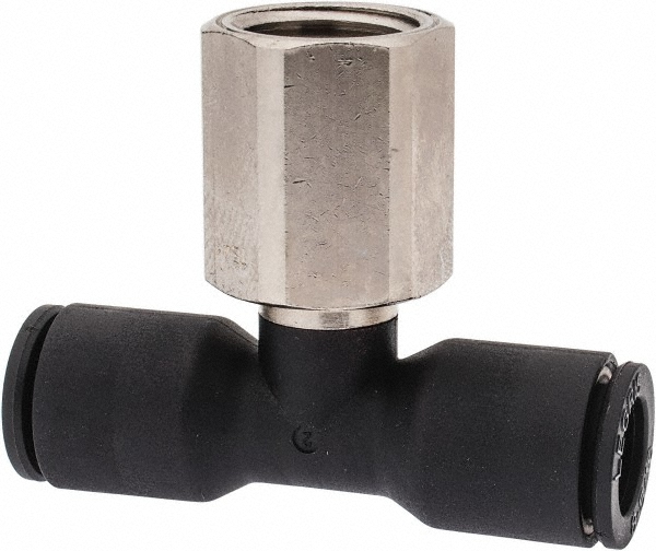 Legris Push-to-Connect Fitting: Female Branch Tee, NPT, 1/4" OD - 3008 56 14