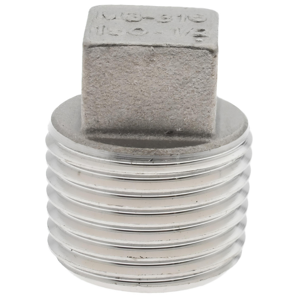 Merit Brass Pipe Square Head Plug: 1/2", 316 Stainless Steel - K617-08