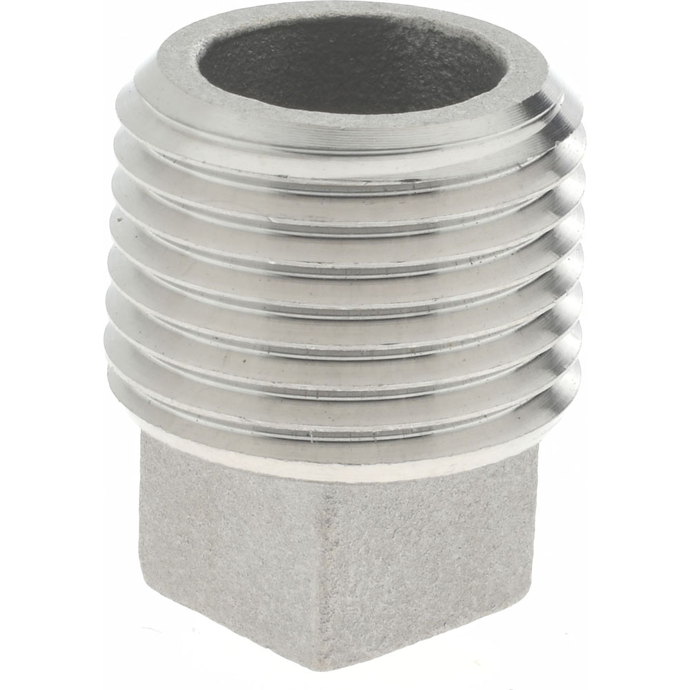 Merit Brass Pipe Square Head Plug: 1/2", 316 Stainless Steel - K617-08