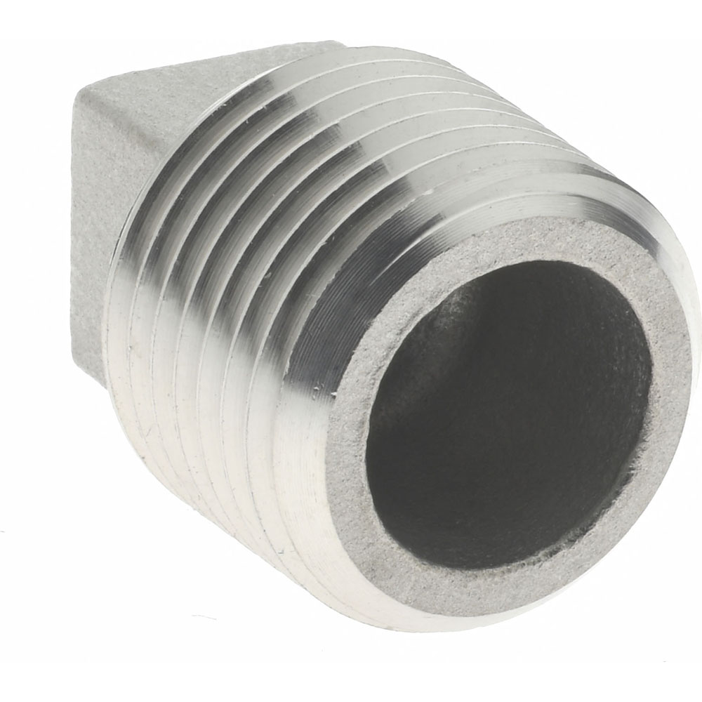 Merit Brass Pipe Square Head Plug: 1/2", 316 Stainless Steel - K617-08