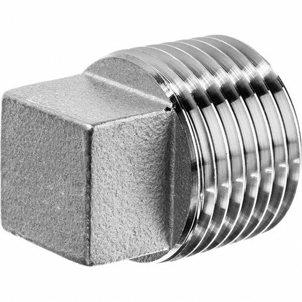 Merit Brass Pipe Square Head Plug: 1/2", 316 Stainless Steel - K617-08