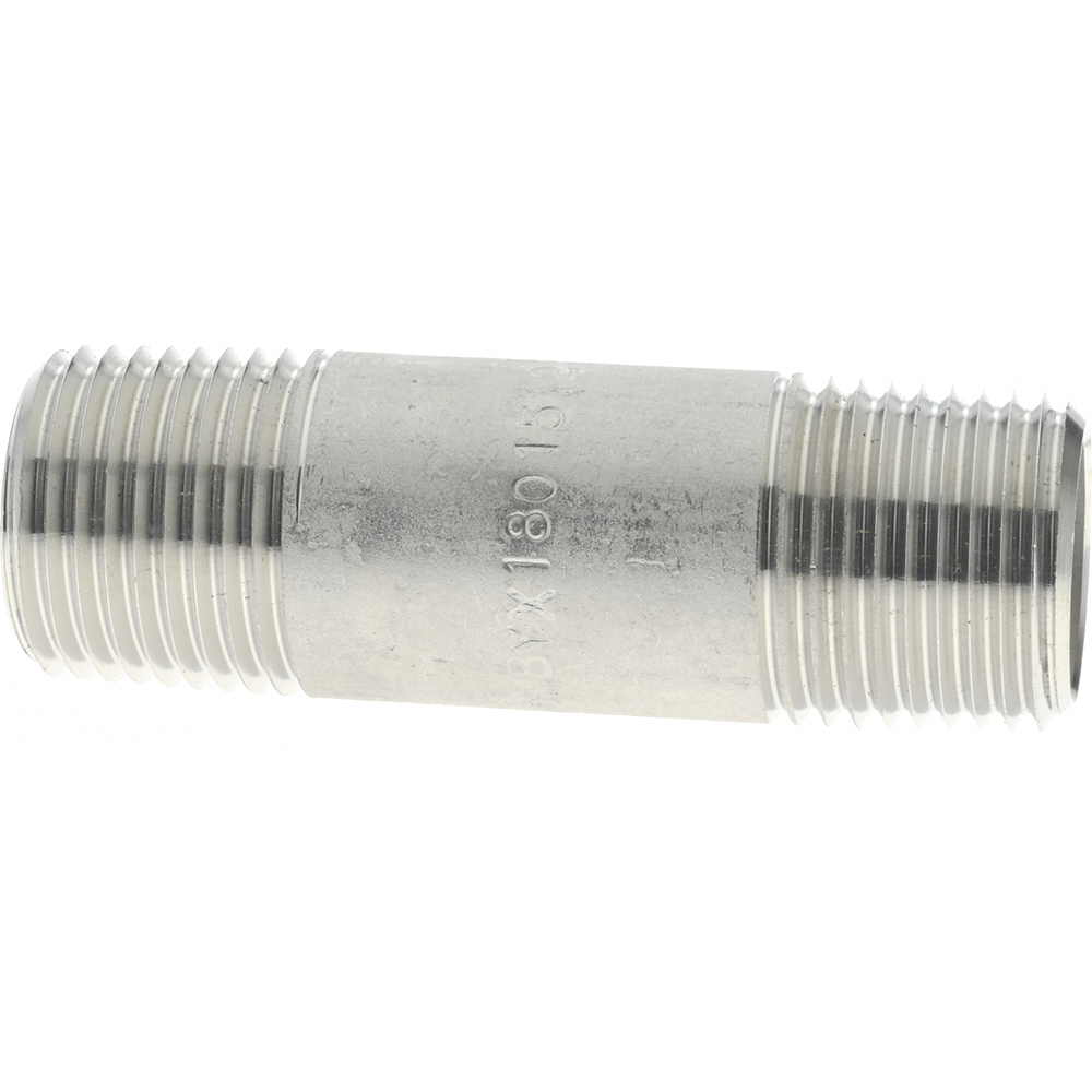 Value Collection Stainless Steel Pipe Nipple: 1/2" Pipe, Grade 304 & 304L - 4BN1/2*11/8