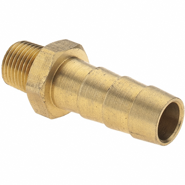 Parker Barbed Hose Fitting: 1/8" x 3/8" ID Hose, Male Connector - 125HBL-6-2