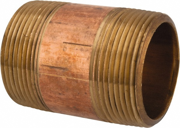 Merit Brass Brass Pipe Nipple: Threaded on Both Ends, 2-1/2" OAL, 1-1/2" NPT - 2124-250
