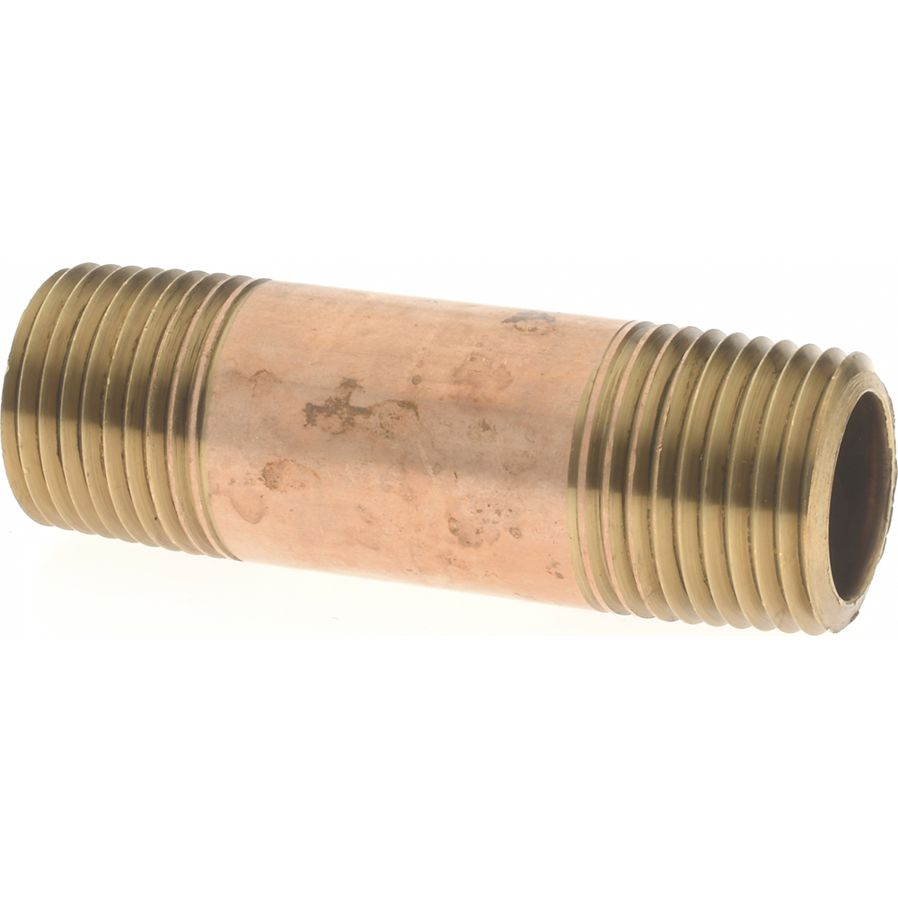 Merit Brass Brass Pipe Nipple: Threaded on Both Ends, 2-1/2" OAL, 1-1/2" NPT - 2124-250