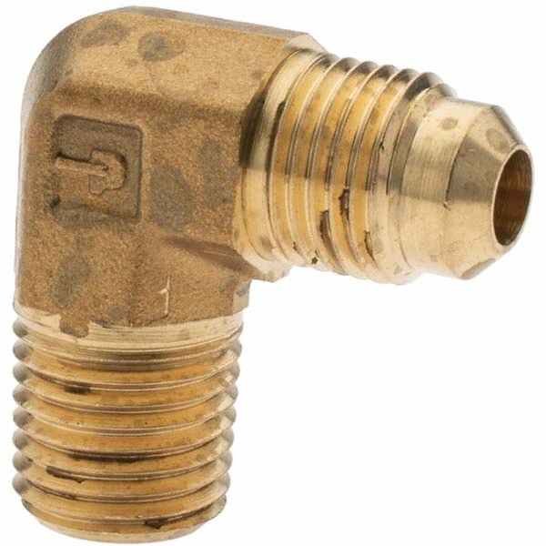 Parker Flared Tube 90 Deg Male Elbow: 1/4" OD, 1/4-18 Thread, 45 deg Flared Angle - -11025-1