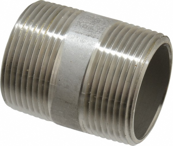 Merit Brass Stainless Steel Pipe Nipple: 1-1/4" Pipe, Grade 316 & 316L - 6020-450