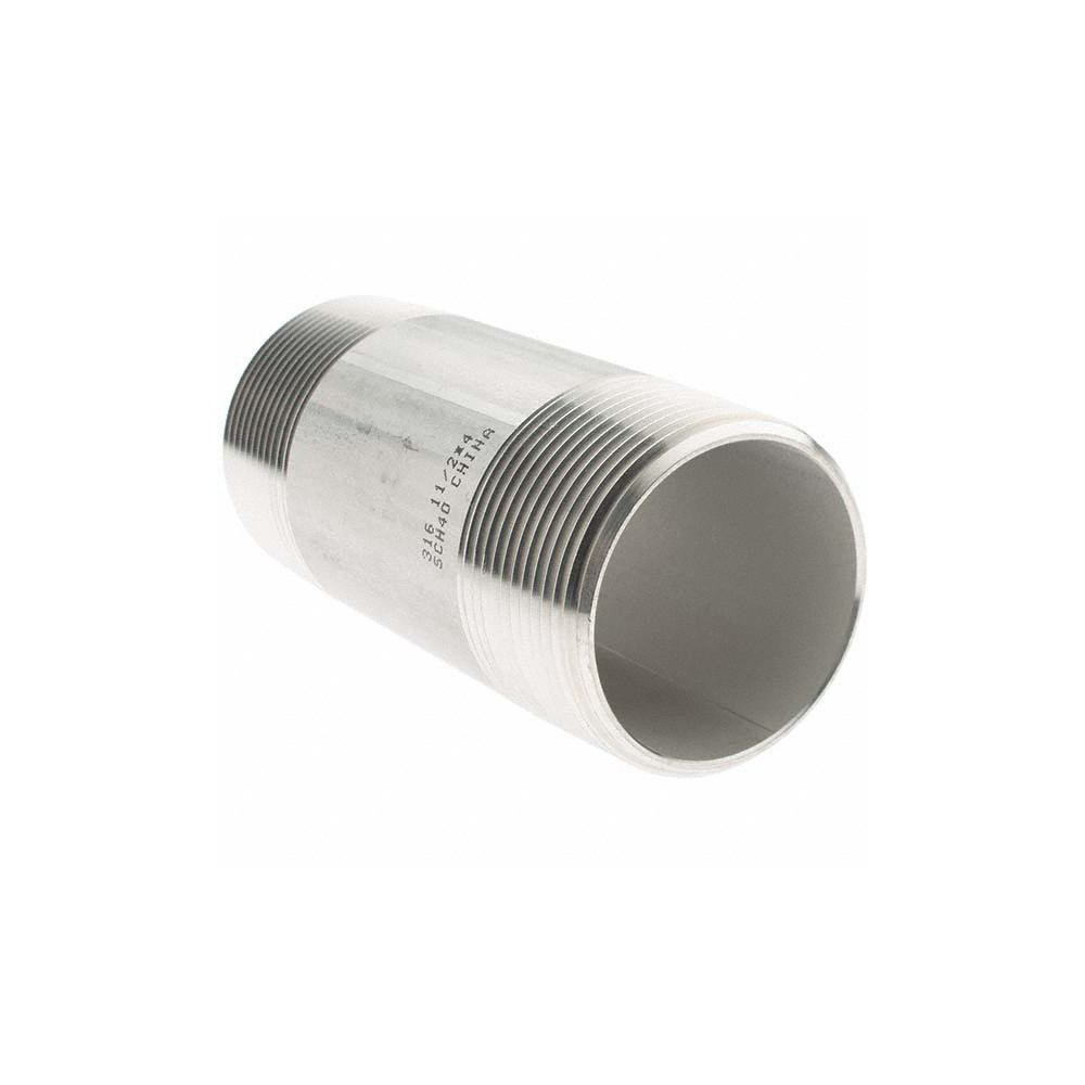 Value Collection Stainless Steel Pipe Nipple: 1-1/2" Pipe, Grade 316 & 316L - 6BN11/2*4