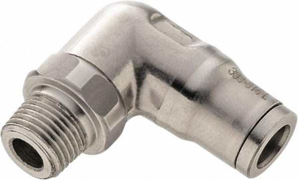 Legris Push-to-Connect Tube x MNPT x Tube x Male Fitting: Elbow, NPT, 1/2" OD - 3889 62 22