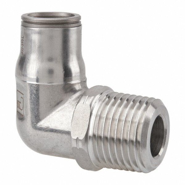 Legris Push-to-Connect Tube x MNPT x Tube x Male Fitting: Elbow, NPT, 1/2" OD - 3889 62 22