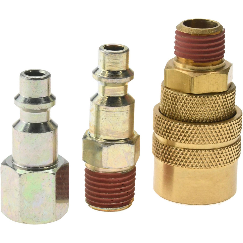 Coilhose Pneumatics 18 Piece 1/4" Body 1/4 NPT Brass/Steel Industrial Pneumatic Coupling Plug Set - 15X-1501-T2