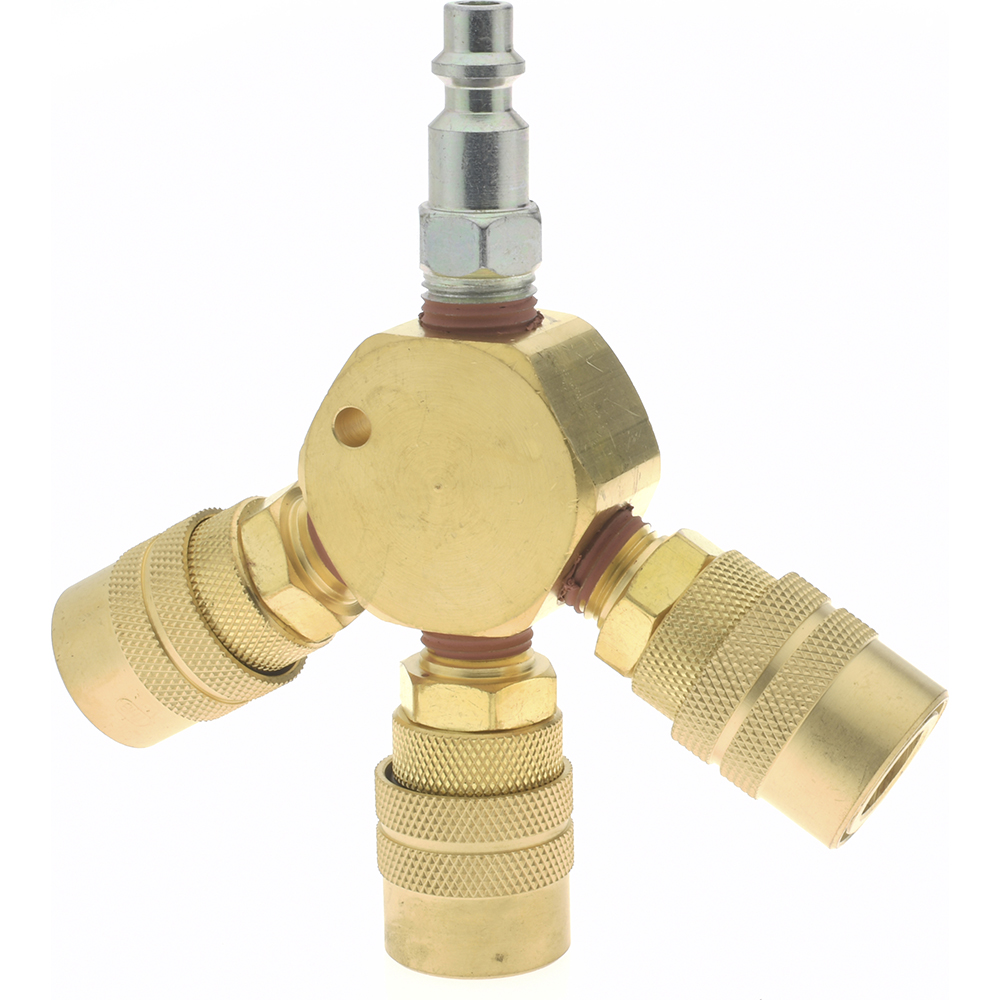 Value Collection Manifold: 1/4" Inlet, 1/4" Outlet, 1 Inlet Port, 3 Outlet Ports, 4.5" OAL, 0.88" OAW - 2642322530