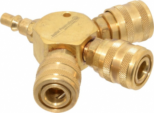 Value Collection Manifold: 1/4" Inlet, 1/4" Outlet, 1 Inlet Port, 3 Outlet Ports, 4.5" OAL, 0.88" OAW - 2642322530