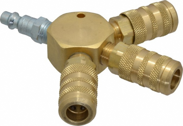 Value Collection Manifold: 1/4" Inlet, 1/4" Outlet, 1 Inlet Port, 3 Outlet Ports, 4.5" OAL, 0.88" OAW - 2642322530
