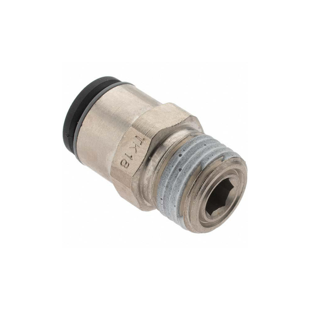 Parker Push-to-Connect Tube x MNPT x Tube x Male Fitting: Connector, NPT, 6.00 mm OD - B10469