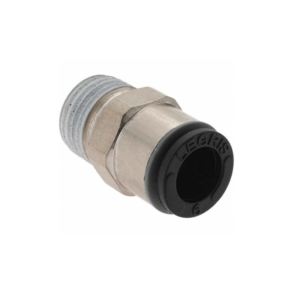 Parker Push-to-Connect Tube x MNPT x Tube x Male Fitting: Connector, NPT, 6.00 mm OD - B10469