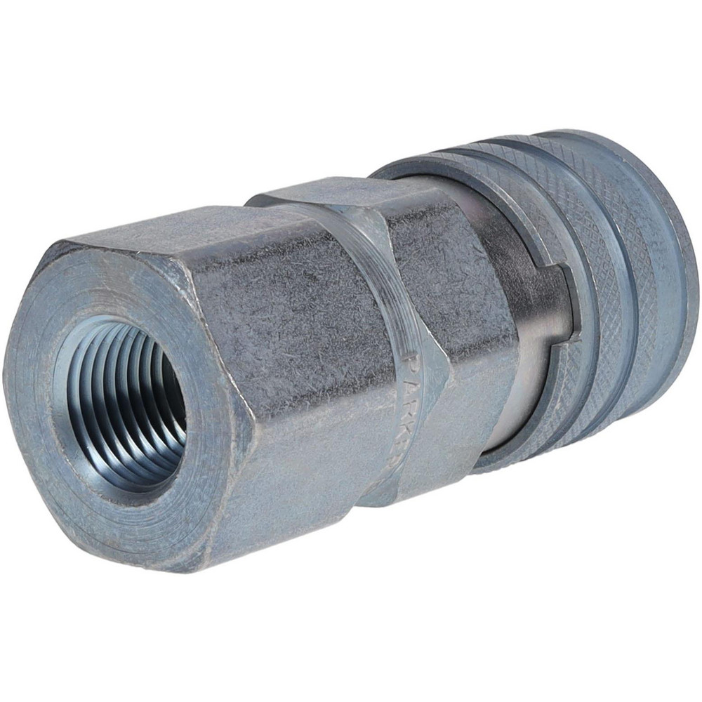 Parker Hydraulic Hose Coupler: No Lock Female Pipe Thread Coupler, 1/2", 1/2-14, 3,625 psi - FEM-501-8FP