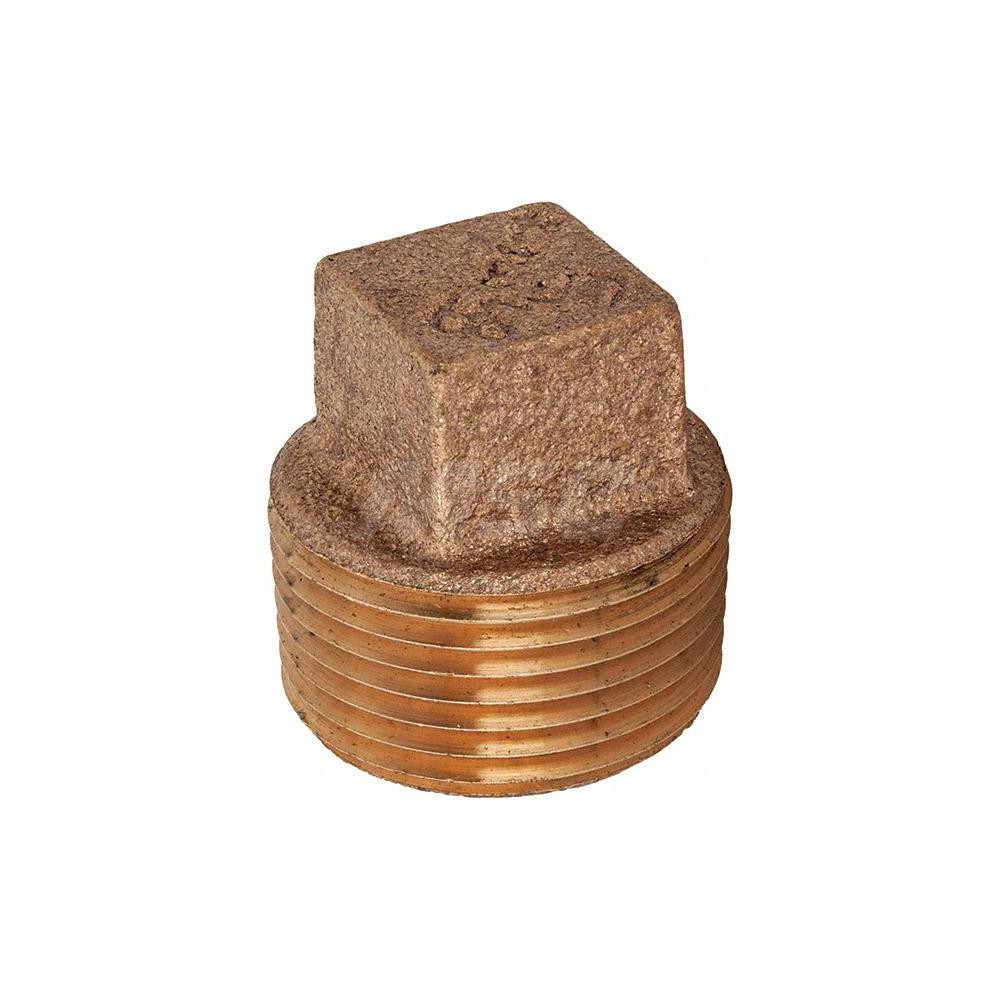 Merit Brass Brass Pipe Square Head Plug: 1-1/2" Fitting, Threaded, MNPT x FNPT, Class 125, Lead Free - XNL117-24