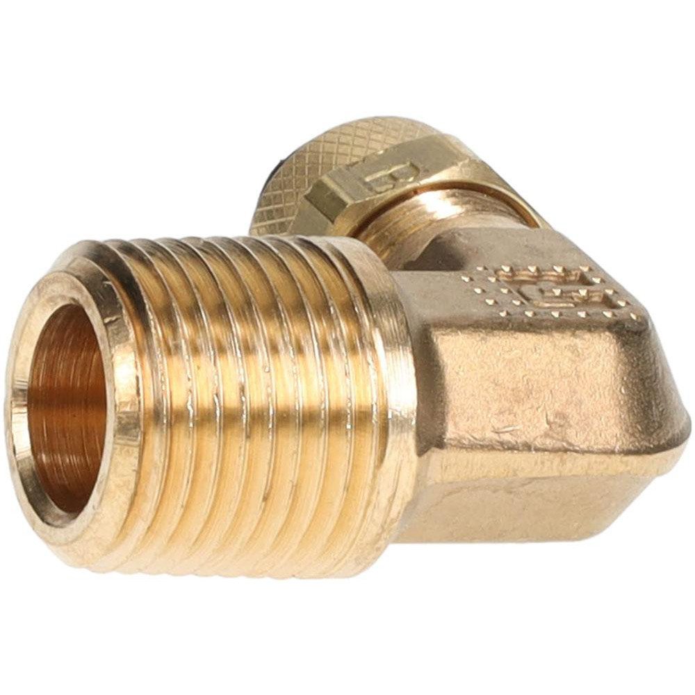 Parker Compression Tube Male Elbow: 3/8-18, 3/8" Tube OD, Compression x MNPTF - 169P-6-6