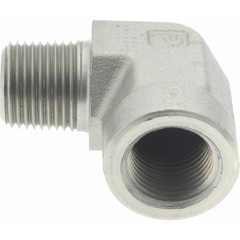 Parker Industrial Pipe 90 ° Street Elbow: 1/4" Female Thread, 1/4" Male Thread, MNPTF x FNPTF - 1/4 CD-S