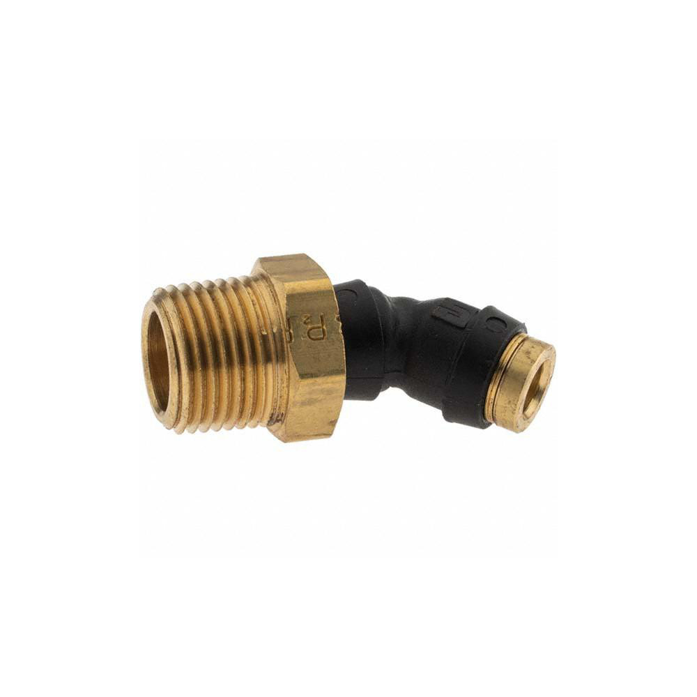 Parker Push-to-Connect Fitting: 45 Deg Elbow, NPTF, 1/4" OD - PF-00081