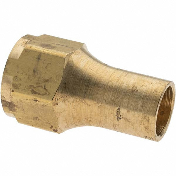Parker Brass Flared Tube Nut: 1/4" OD, 7/16-20 Thread, 45 deg Flared Angle - 11002