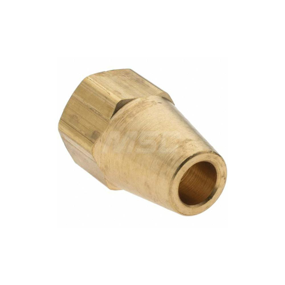 Parker Brass Flared Tube Nut: 1/4" OD, 7/16-20 Thread, 45 deg Flared Angle - 11002