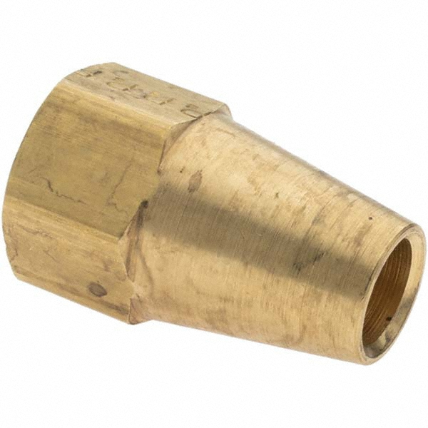 Parker Brass Flared Tube Nut: 1/4" OD, 7/16-20 Thread, 45 deg Flared Angle - 11002