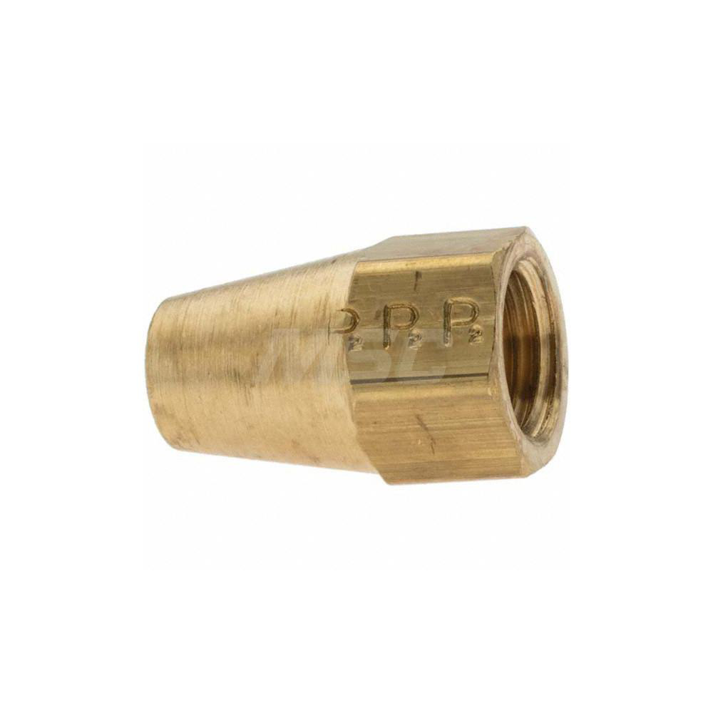 Parker Brass Flared Tube Nut: 1/4" OD, 7/16-20 Thread, 45 deg Flared Angle - 11002