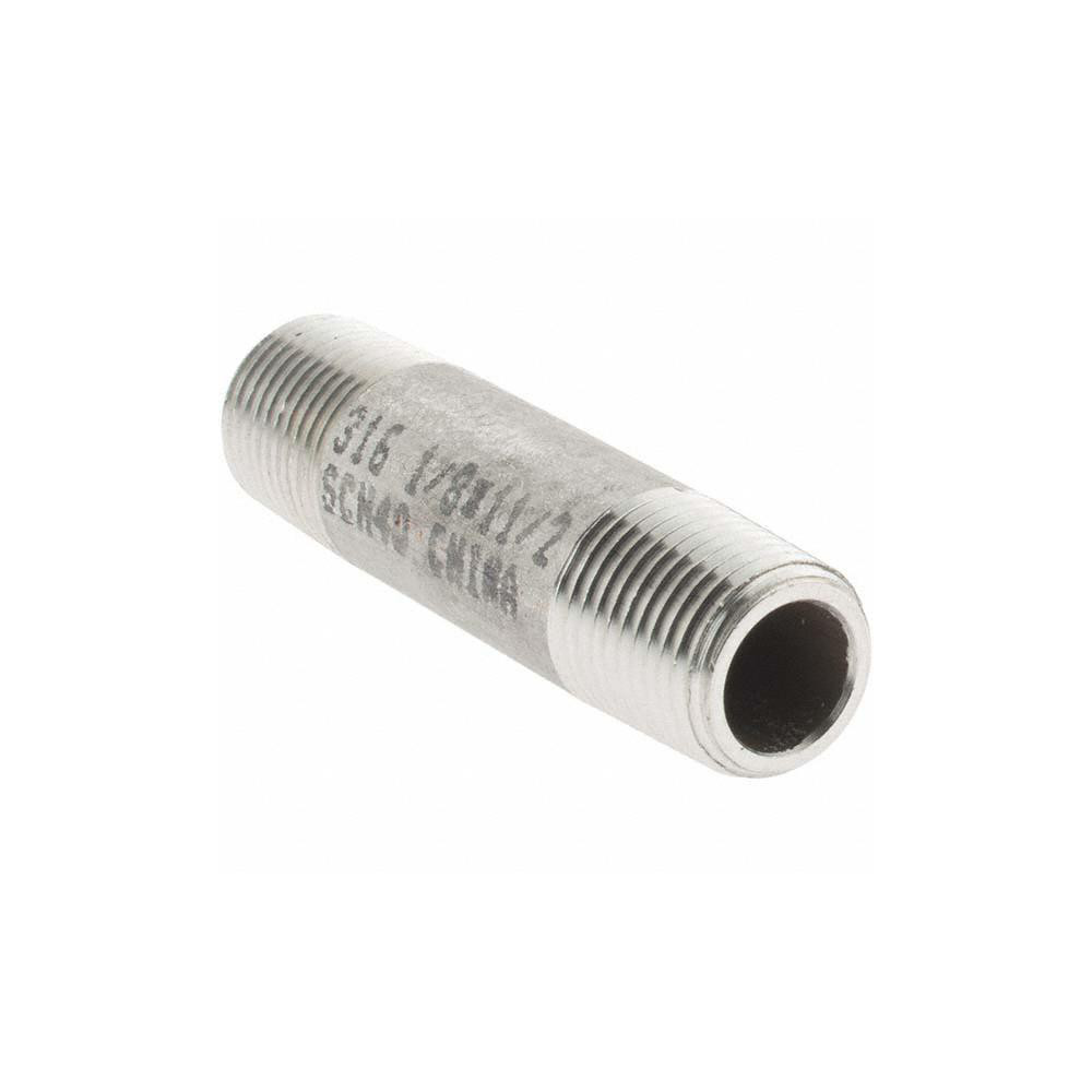 Value Collection Stainless Steel Pipe Nipple: 1/8" Pipe, Grade 316 & 316L - 6BN1/8*11/2
