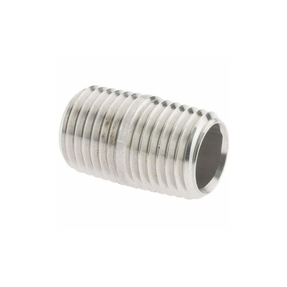 Value Collection Stainless Steel Pipe Nipple: 1/4" Pipe, Grade 316 & 316L - 6BN1/4*7/8