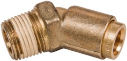 Norgren Push-to-Connect Tube x MNPT x Tube x Male Fitting: 45 deg Elbow, NPT, 3/8" OD - 95460020M