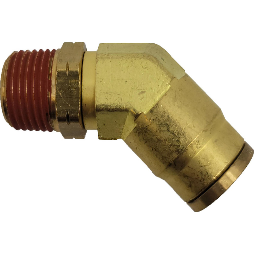 Norgren Push-to-Connect Tube x MNPT x Tube x Male Fitting: 45 deg Elbow, NPT, 3/8" OD - 95460020M