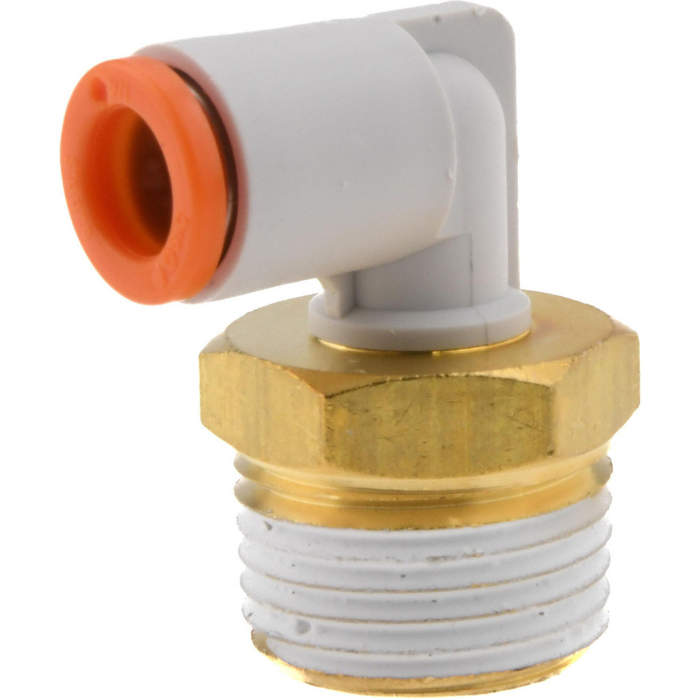 SMC PNEUMATICS Push-to-Connect Push-to-Connect Fitting: Elbow, NPT, 1/4" OD - KQ2L07-36AS