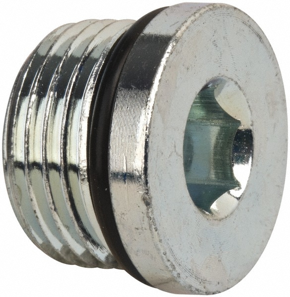 Parker Industrial Pipe Hex Socket Plug: 7/16-20 Male Thread, Male Straight Thread O-Ring - 4 HP5ON-S