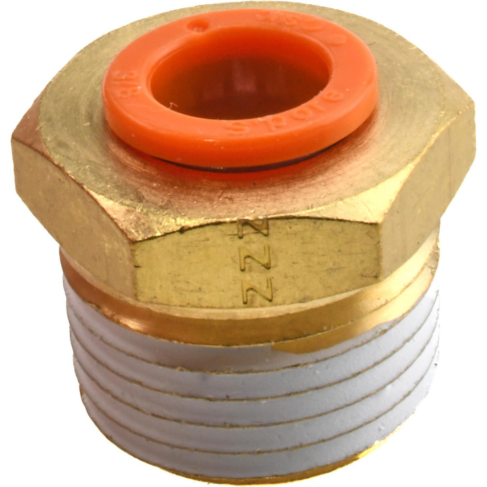 SMC PNEUMATICS Push-to-Connect Push-to-Connect Fitting: Connector, NPT, 3/8" OD - KQ2H11-37AS