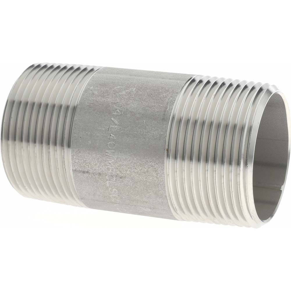 Merit Brass Stainless Steel Pipe Nipple: 1-1/4" Pipe, Grade 304 & 304L - 4020-300