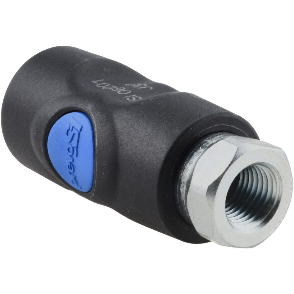 Prevost Pneumatic Hose Coupling: 1/4" Thread, 1/4" Body Dia, Industrial Interchange - ISI 061201