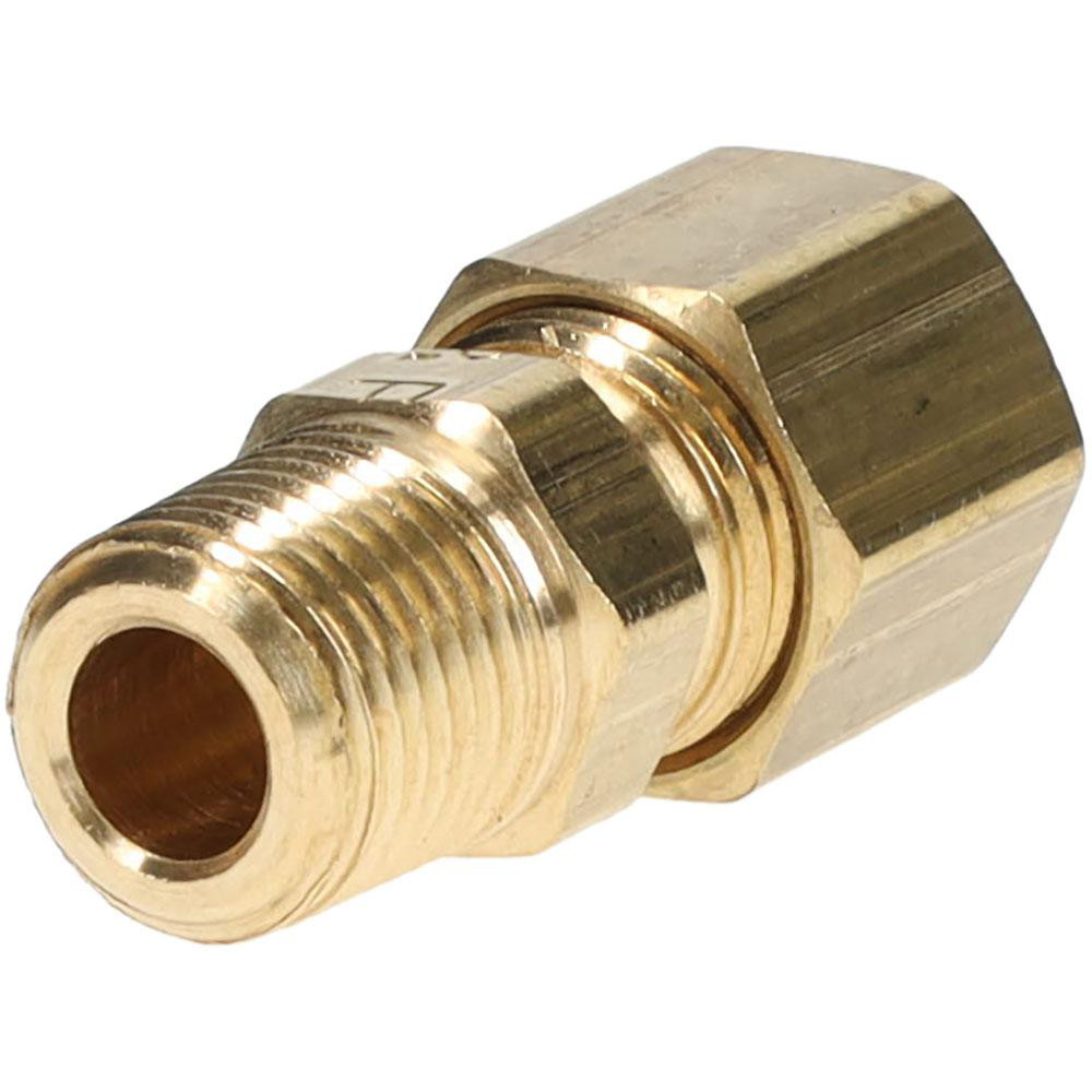 Parker Compression Tube Male Connector: 1/8-27, 1/4" Tube OD, Compression x MNPTF - 68C-4-2