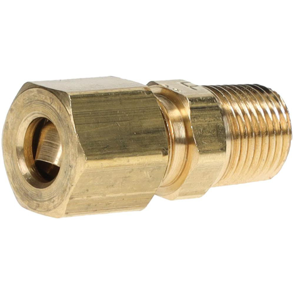 Parker Compression Tube Male Connector: 1/8-27, 1/4" Tube OD, Compression x MNPTF - 68C-4-2