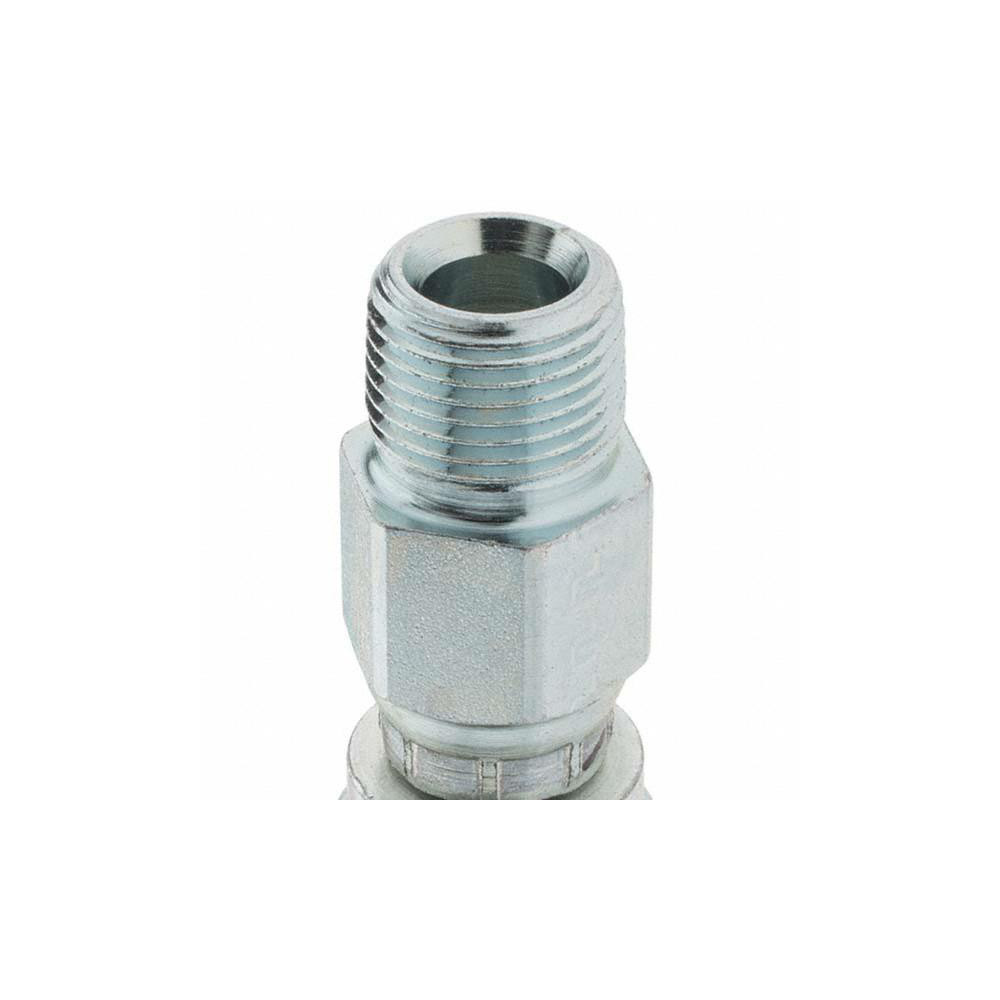 Parker Hydraulic Hose Male NPT Swivel Fitting: 0.5" ID, 8 mm, 3/8-18 - KP46845
