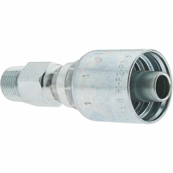Parker Hydraulic Hose Male NPT Swivel Fitting: 0.5" ID, 8 mm, 3/8-18 - KP46845