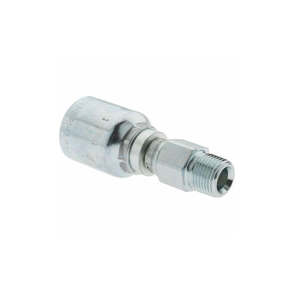 Parker Hydraulic Hose Male NPT Swivel Fitting: 0.5" ID, 8 mm, 3/8-18 - KP46845